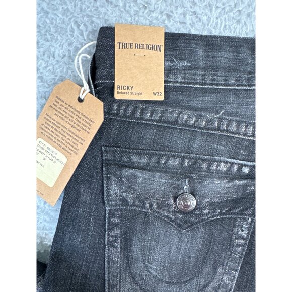 True Religion Mens 32 Distressed Silver Highlight Ricky Jeans USA Casual 90s Y2K - Picture 13 of 16